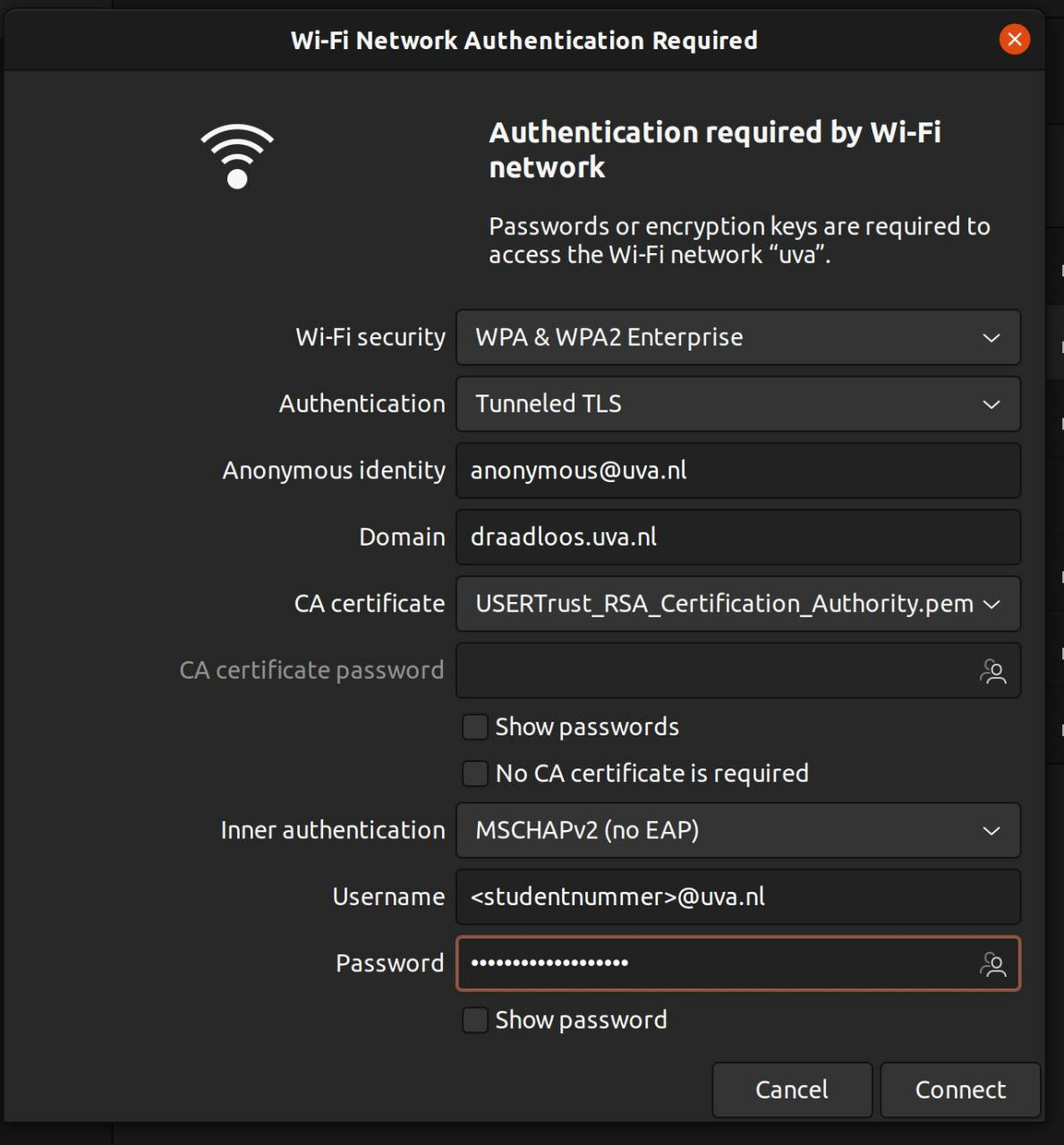WiFi instellingen Ubuntu 20.04