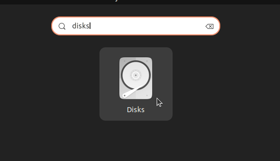 zoeken naar disks app in gnome