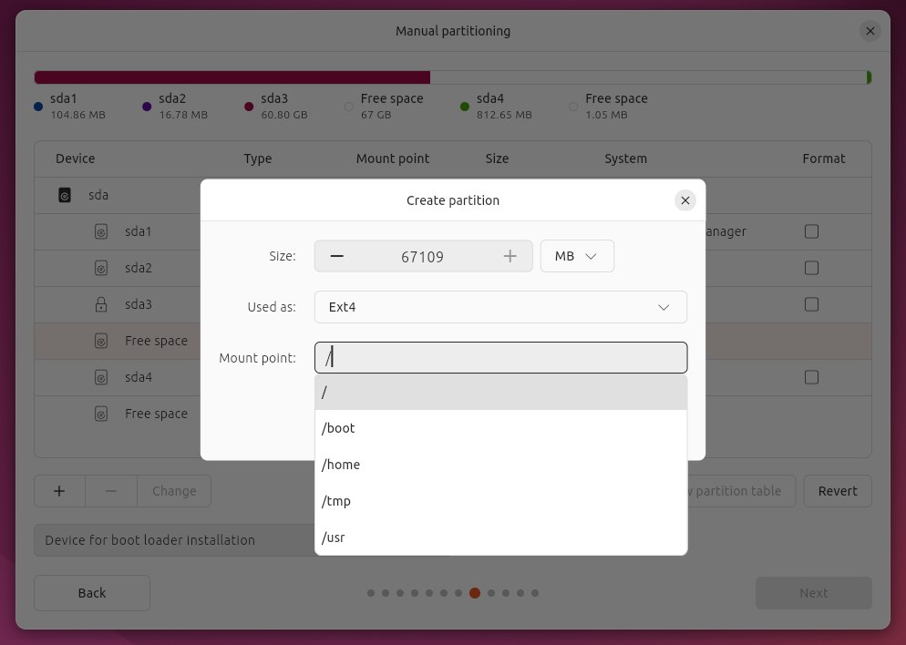 Manual partitioning